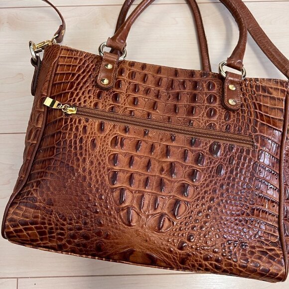 Vintage Due Fratelli Croc Embossed Genuine Leather Handbag - Picture 3 of 14